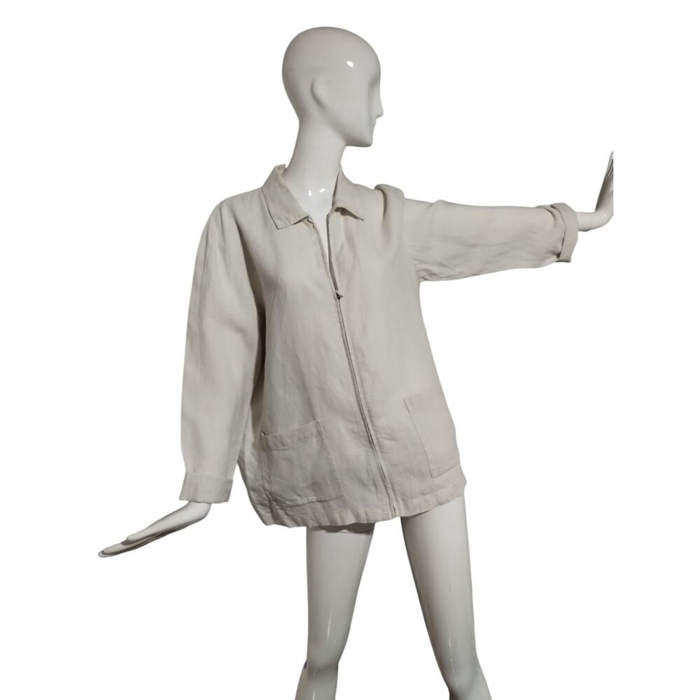 Eileen Fisher‎ Irish Linen Womens size XL Full Zip Jacket Quiet Luxury Old Money